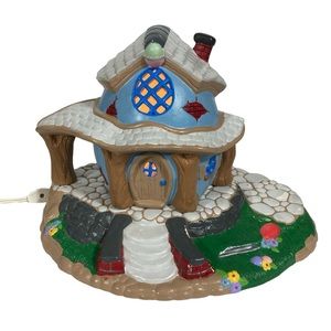 Vintage Fairy Elf Cottage Blue Egg House Light Up